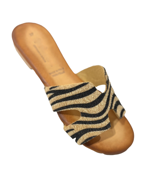 Ciabattina fascia Zebra in pelle