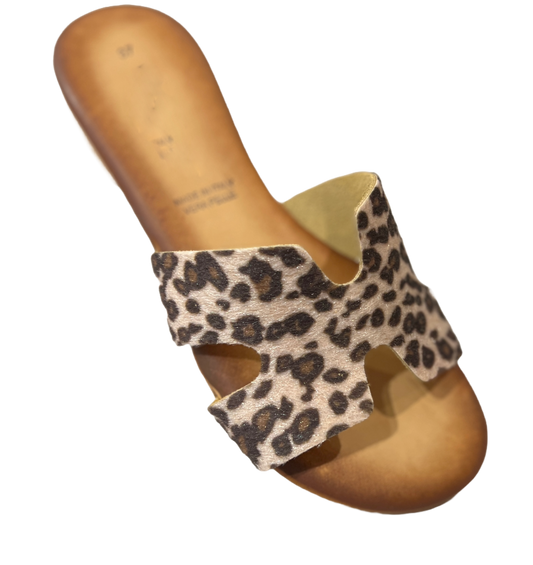 Ciabattina fascia Leopardata in pelle