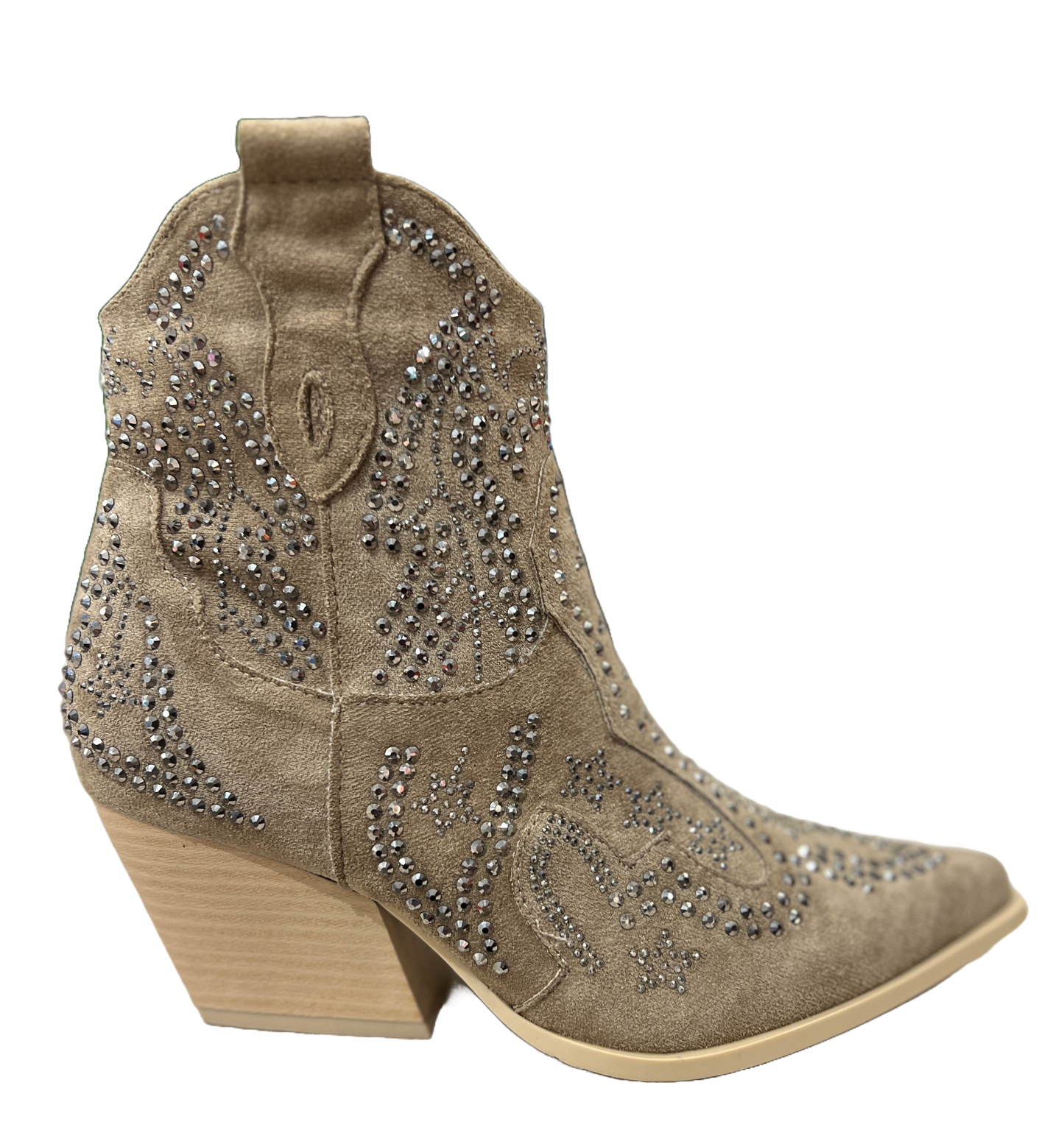 Stivaletto Texano scamosciato borchiato Taupe